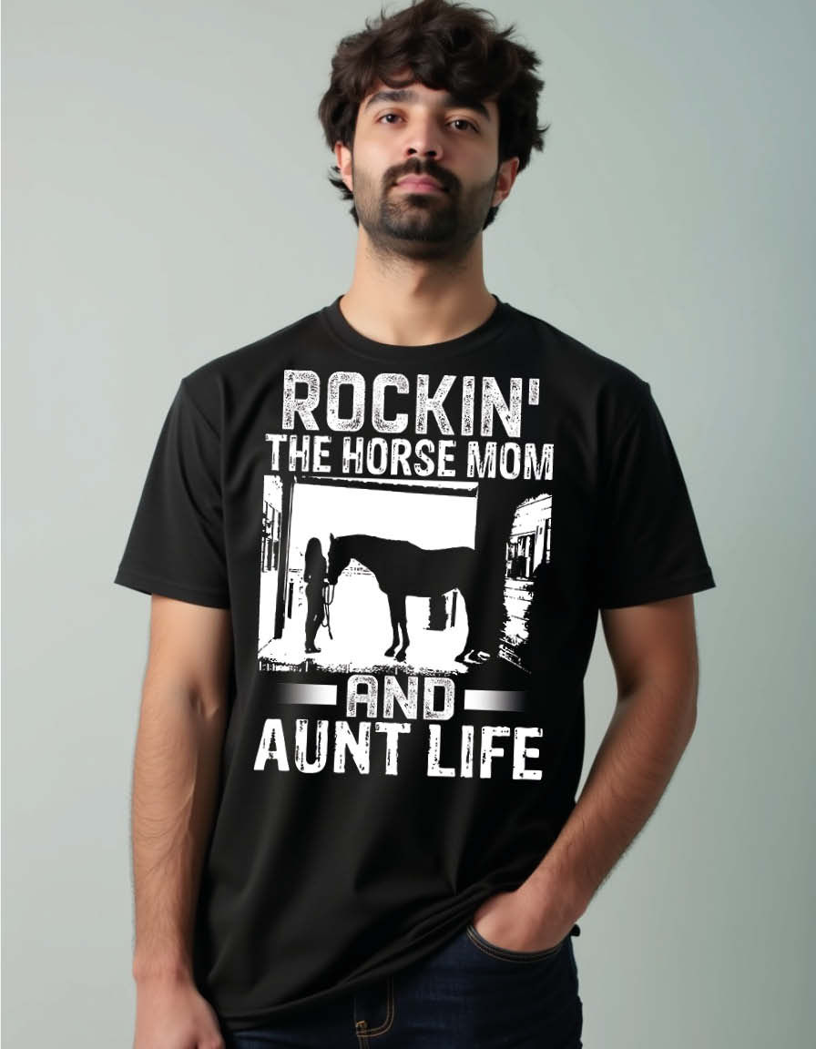Thumbnail: rock in the horse mom and aunt life Classic Unisex Printed Graphic T-Shirt