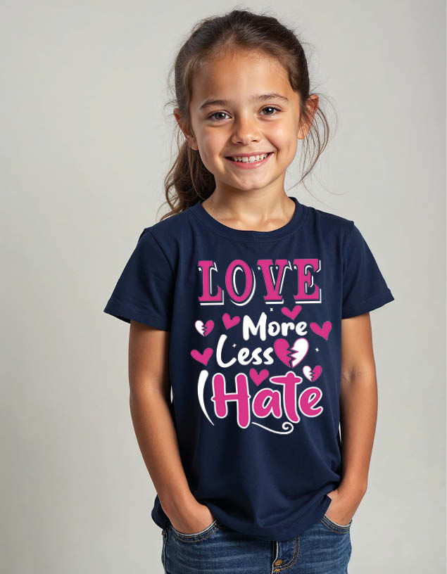 Thumbnail: love more less hate Classic Unisex Printed GraphicT-Shirt For Mens Womens & Kids