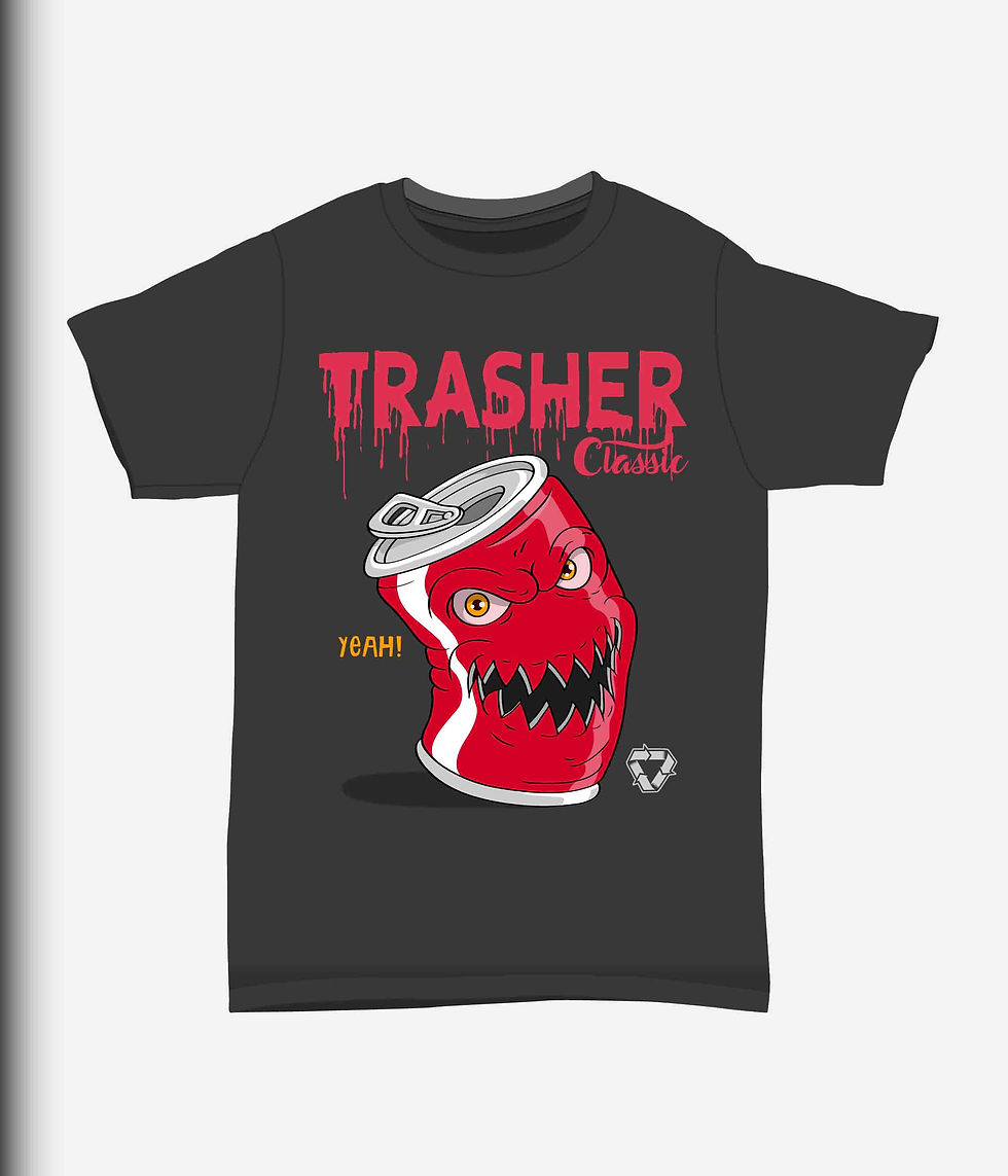 Thumbnail: Angry soda cans illustration with t shirt design hand drawn.