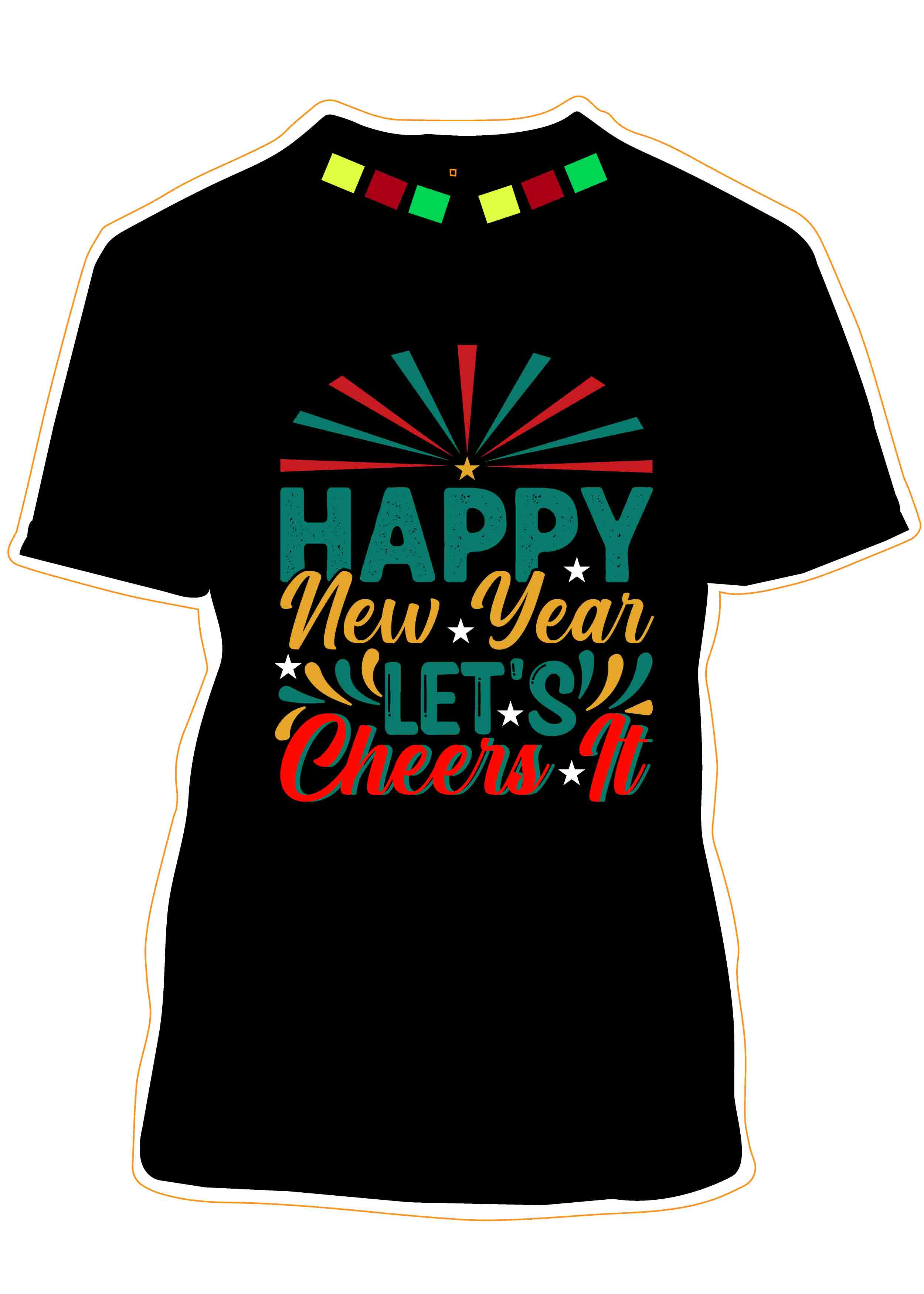 happy new year lets cheer it typography printed t shirts