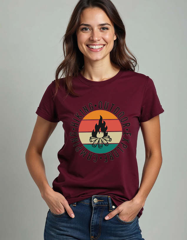 Thumbnail: Hiking outdoor explore camping Unisex Printed Graphic T-shirt