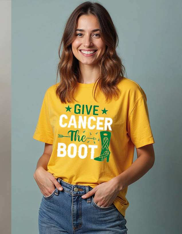 Thumbnail: give cancer the boot Unisex Printed Graphic T-Shirt For Mens Womens & Kids