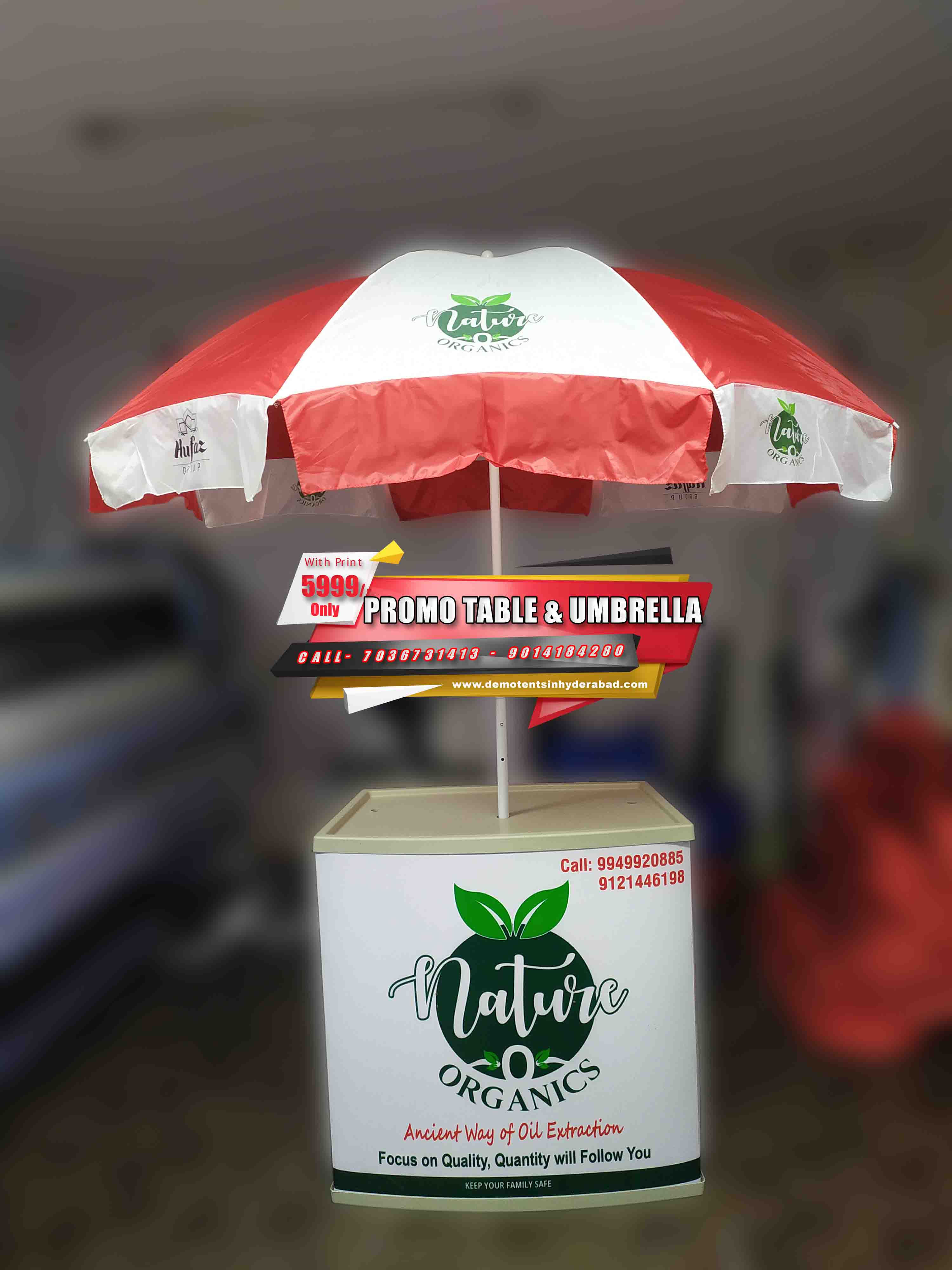 Custom Logo Printed Promotional Table with Umbrella for Trade Shows