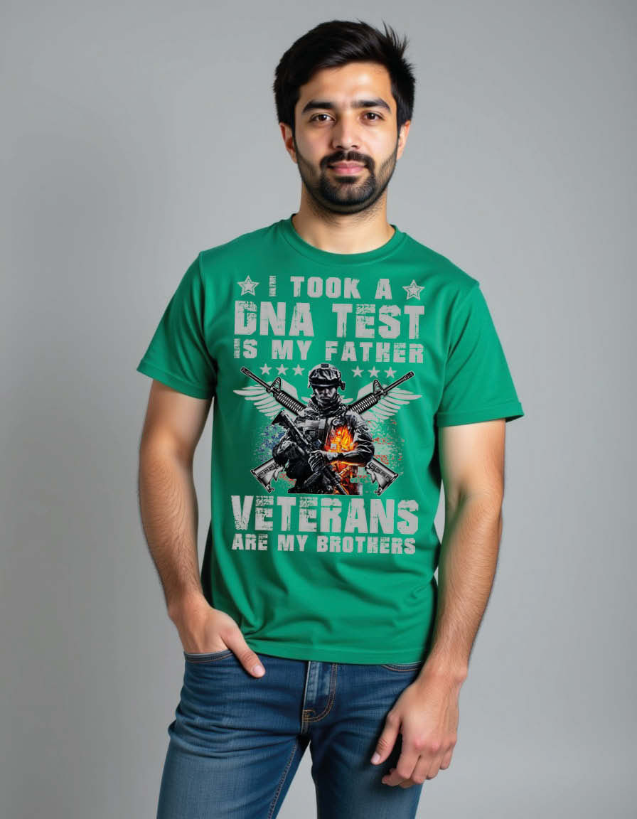 Thumbnail: i took a dna test is my father veterans are my brothers Unisex Printed T-Shirt