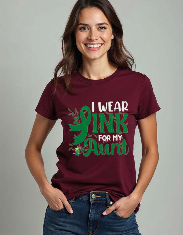 i wear ink for my aunt Unisex Printed Graphic T-Shirt For Mens Womens & Kids