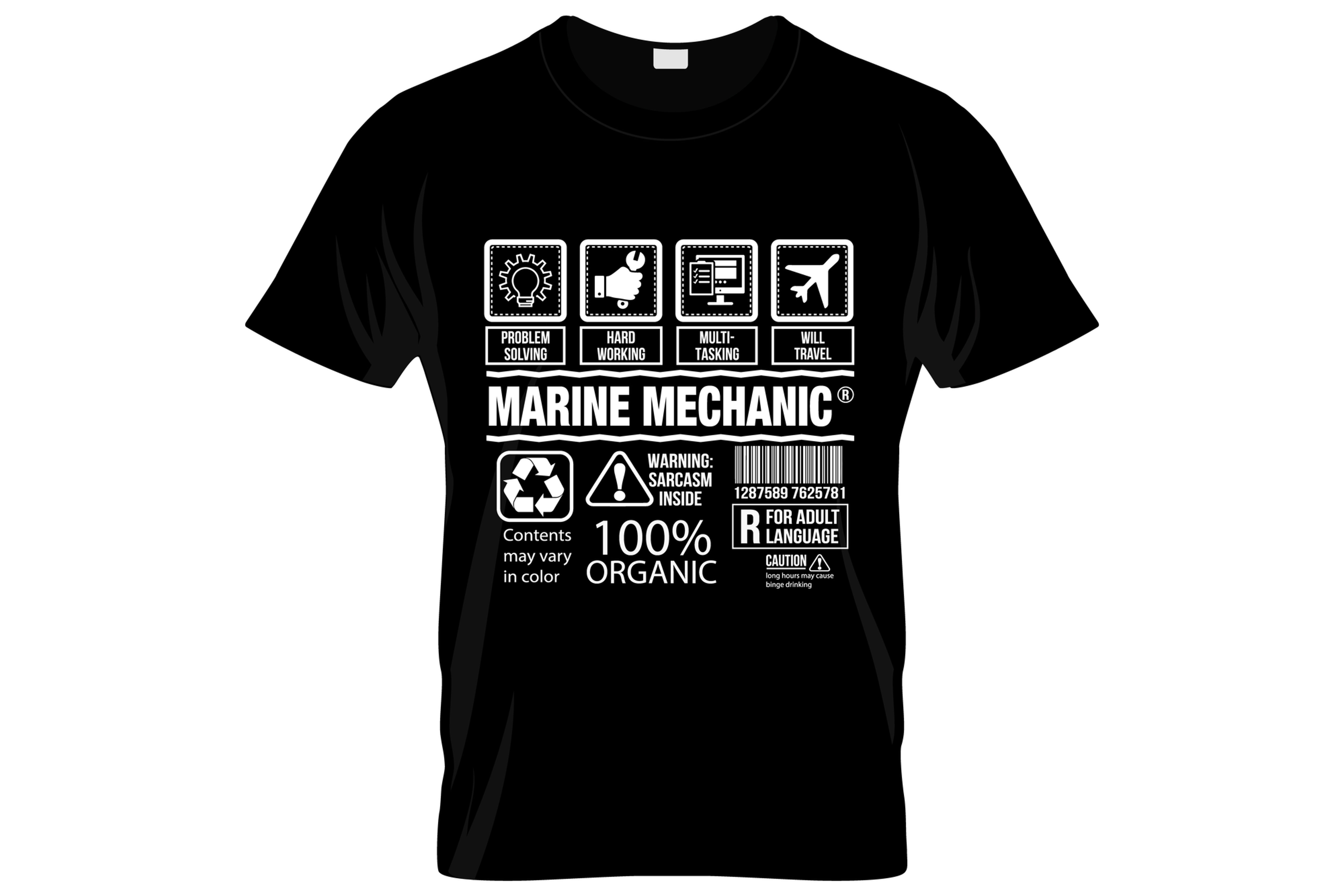 marine mechanic graphic printed t shirts.