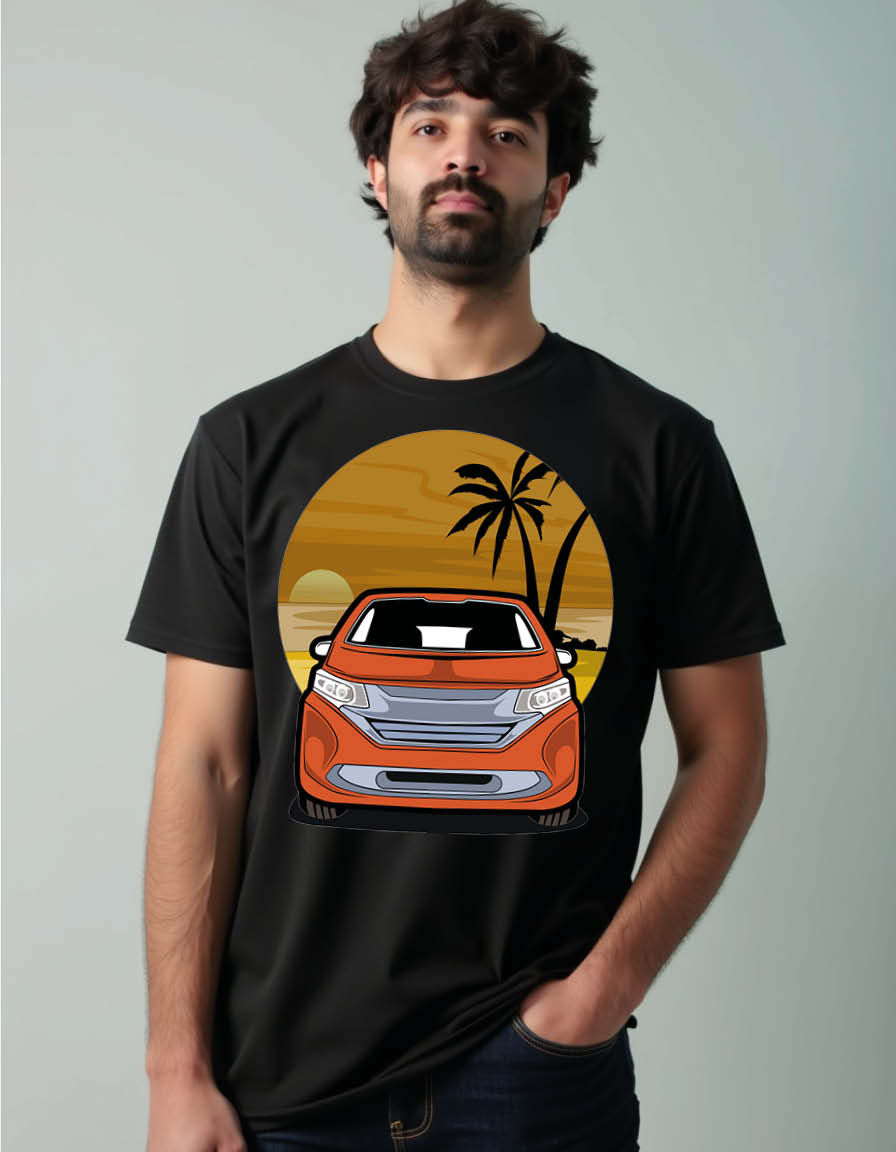 Thumbnail: Car in beach Unisex Printed Graphic T-shirt
