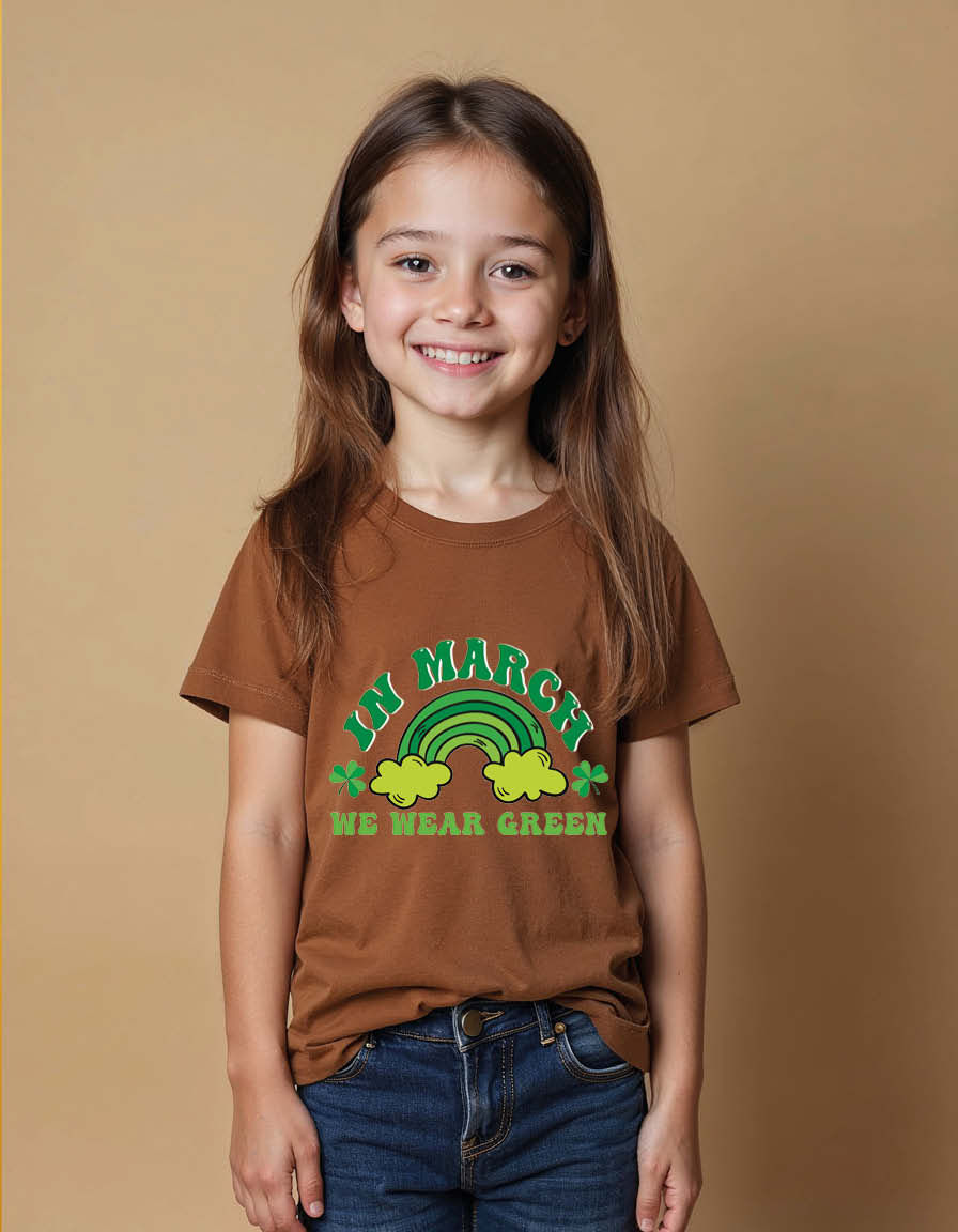 Thumbnail: in march we wear green Unisex Printed Graphic T-Shirt For Mens, Womens & Kids
