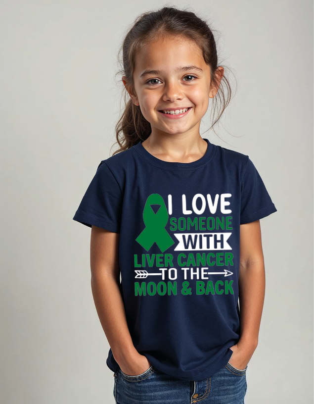 Thumbnail: i love someone with liver cancer to the moon & back Unisex Printed Graphic Tees