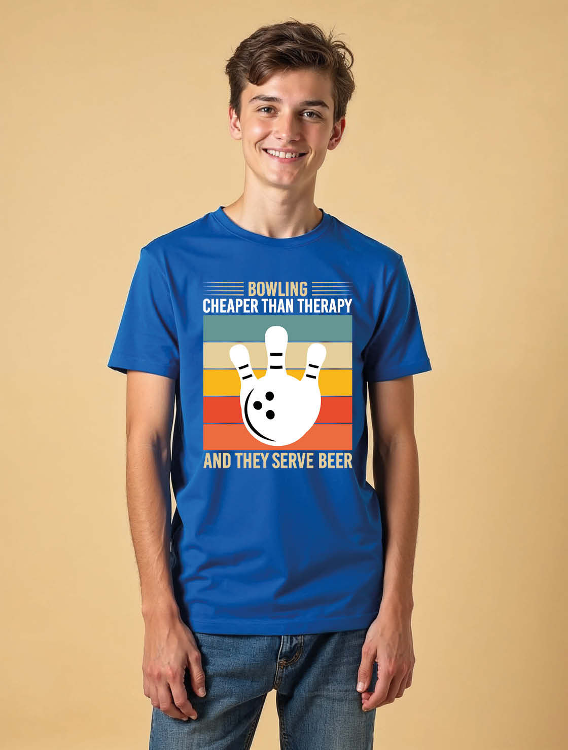 bowling cheaper than therapy and they serve beer Unisex Printed Graphic T-Shirt