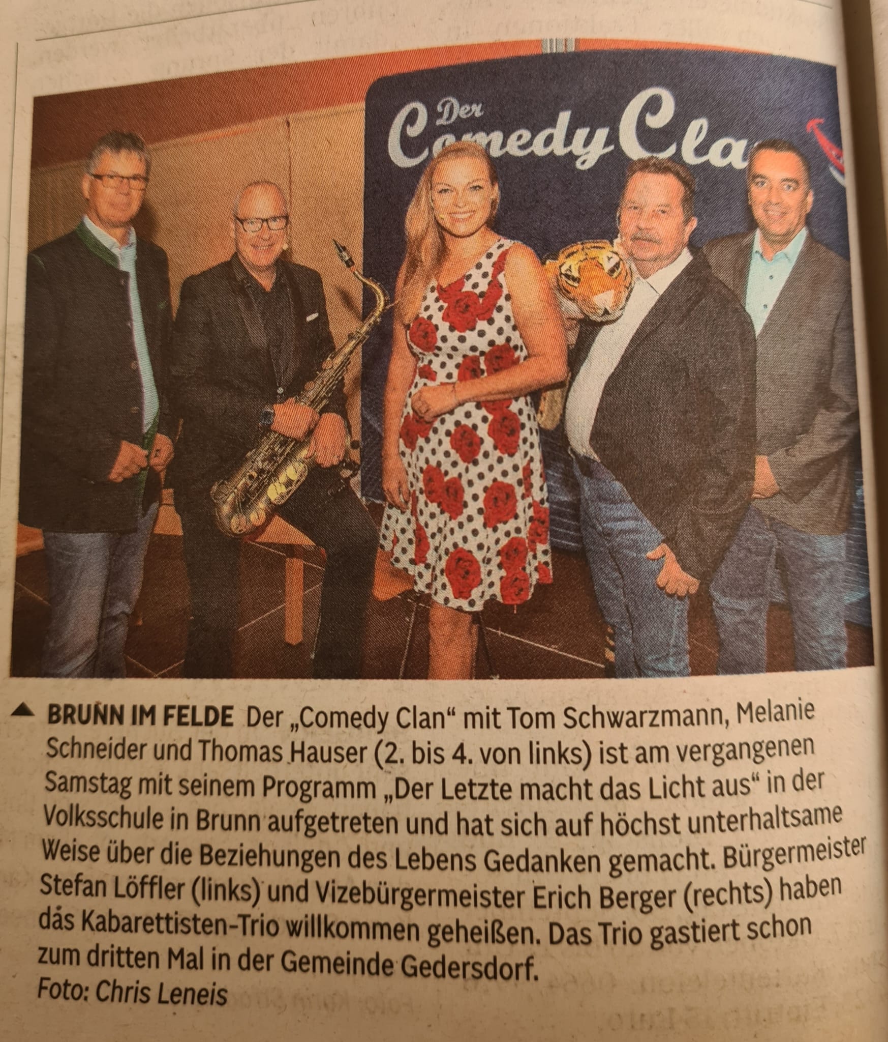 Zeitungsausschnitt zum früheren Programm Der Letzte macht das Licht aus in Brunn im Felde