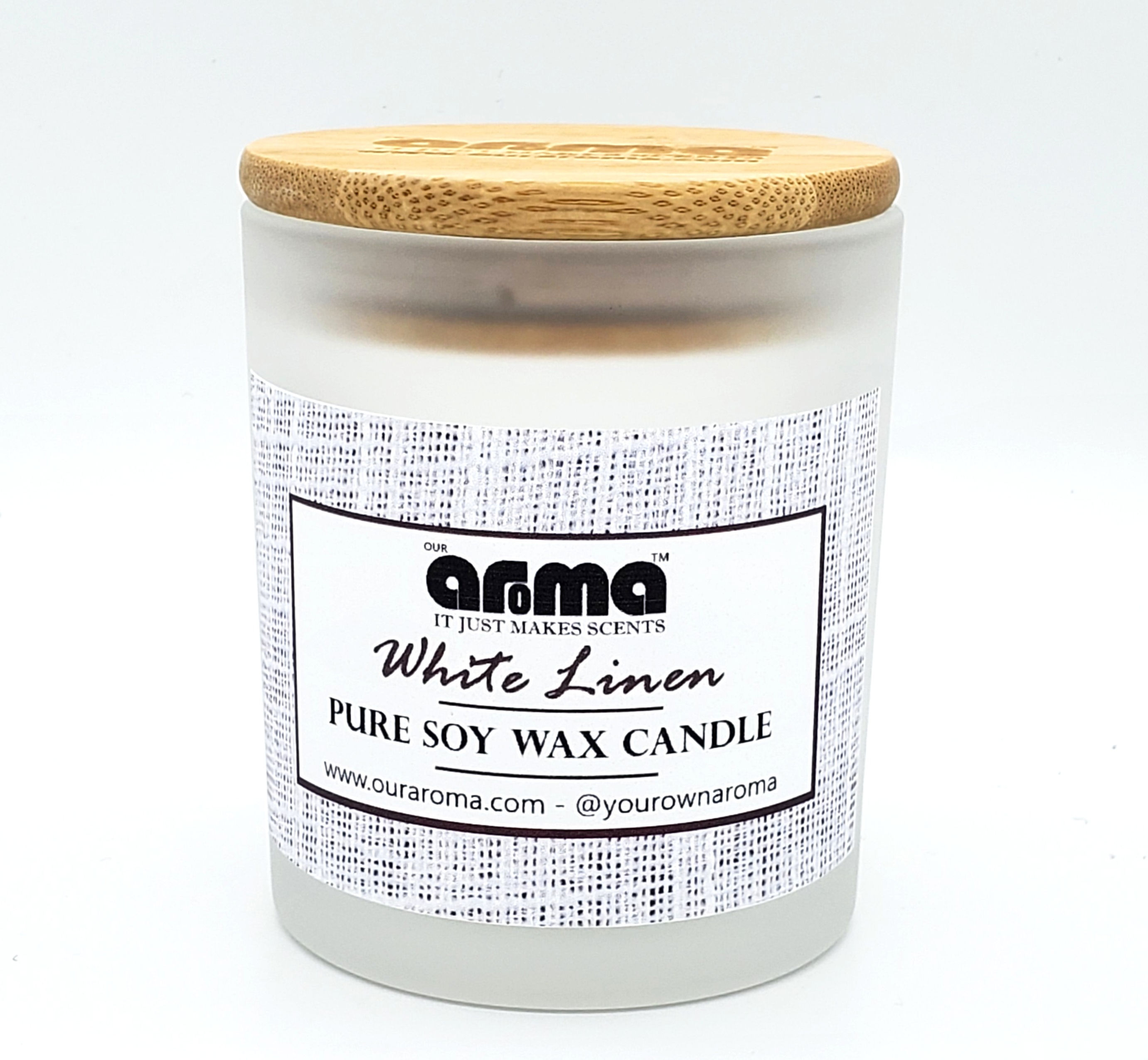 Our Aroma 10 Oz White Linen 100% Soy Wax Jar Candle