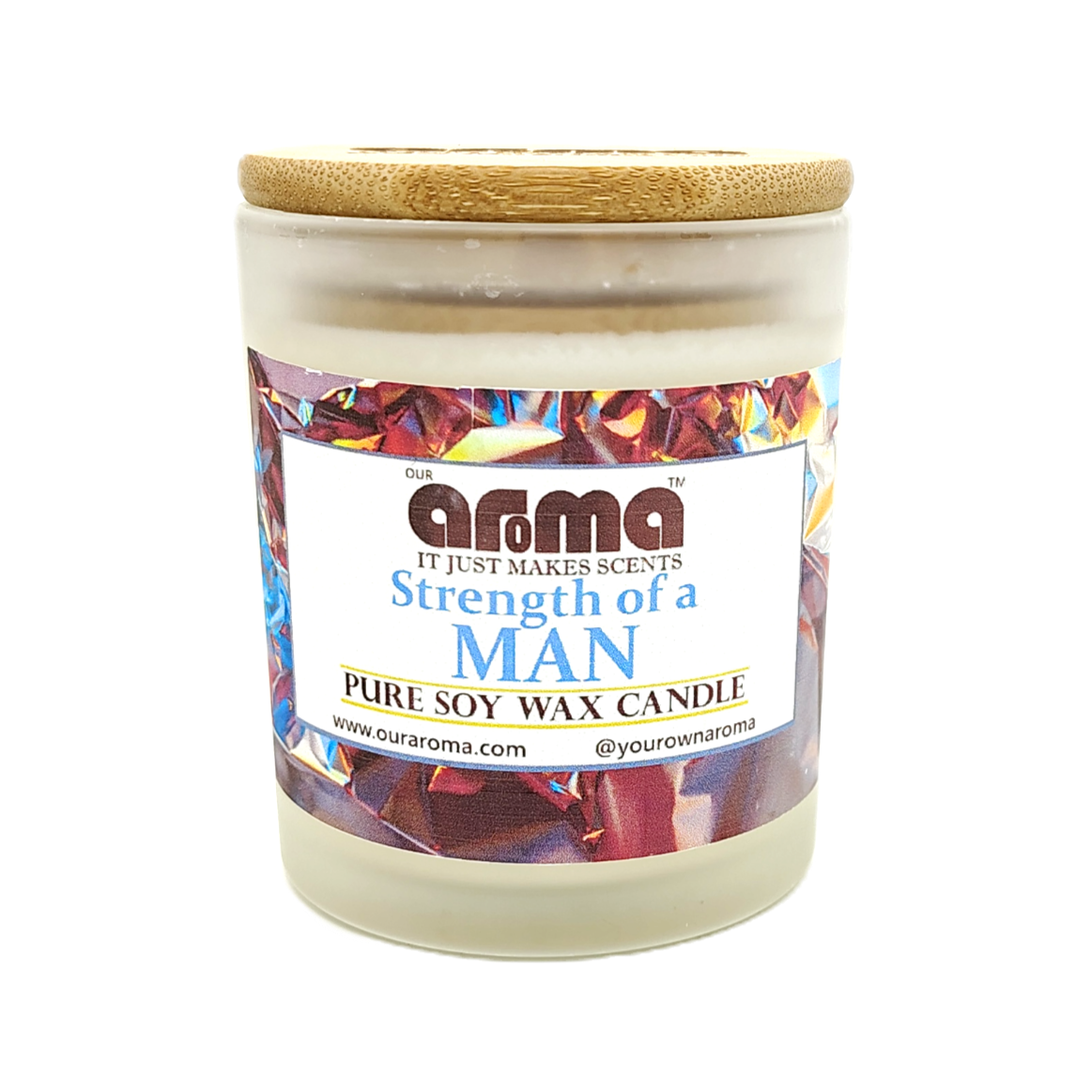 Our Aroma 10 Oz Strength of a Man 100% Soy Wax Jar Candle