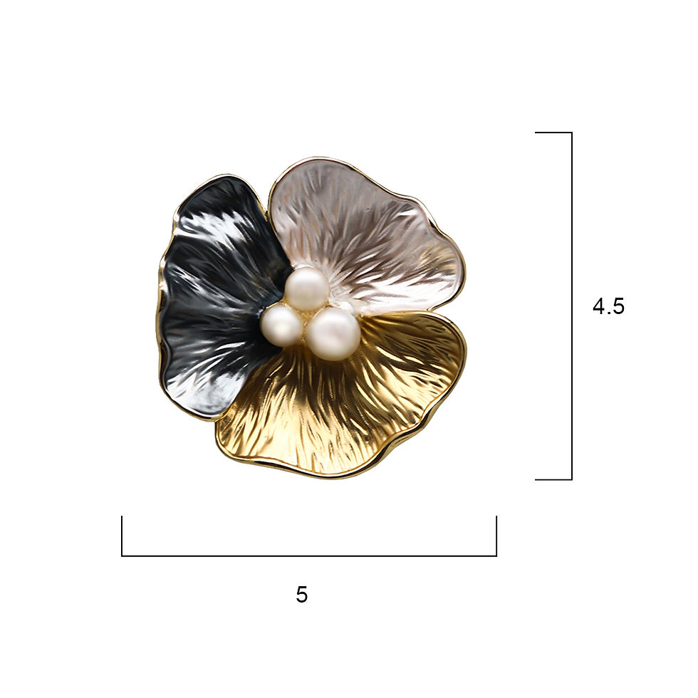 Thumbnail: HART Enamel Tri - Colour Floral Necklace Brooch with Pearl