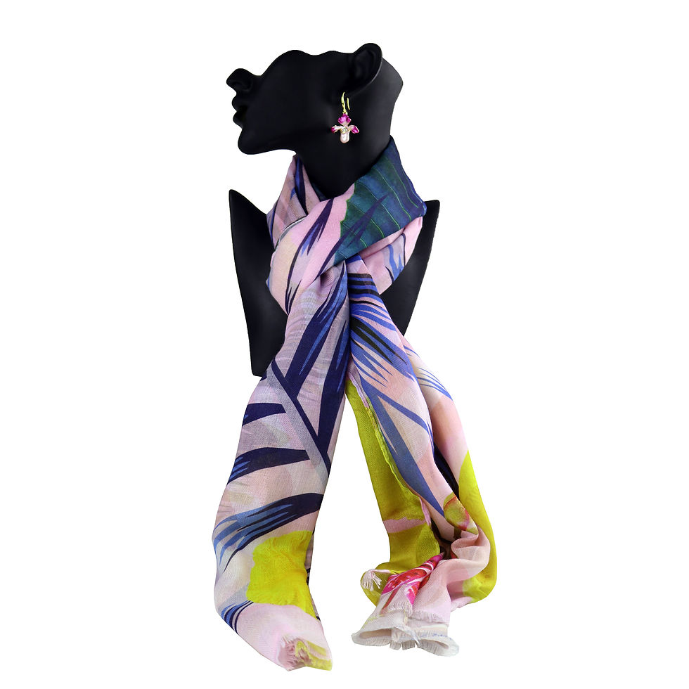 Thumbnail: HART 160 Women's Rectangular Simpur Brunei Floral Scarf