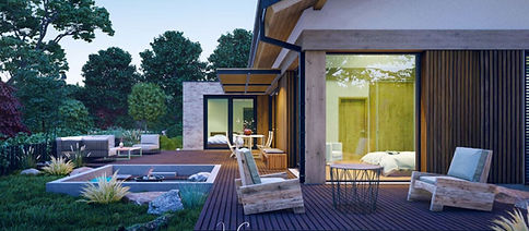 Compact single story house plan with 4 bedrooms and modern urban layout