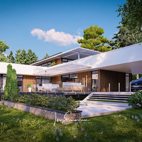 Proiect casa cu etaj, in stil mediteranean minimalist, cu SPA, terase si parcare acoperita