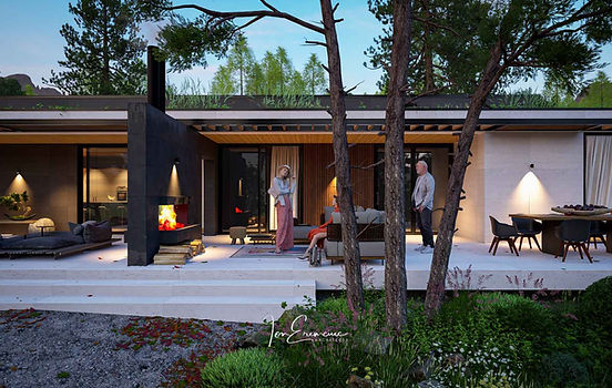 Casa stil mediteranean de 150 mp tip parter, randare cu terasa si zona Lounge
