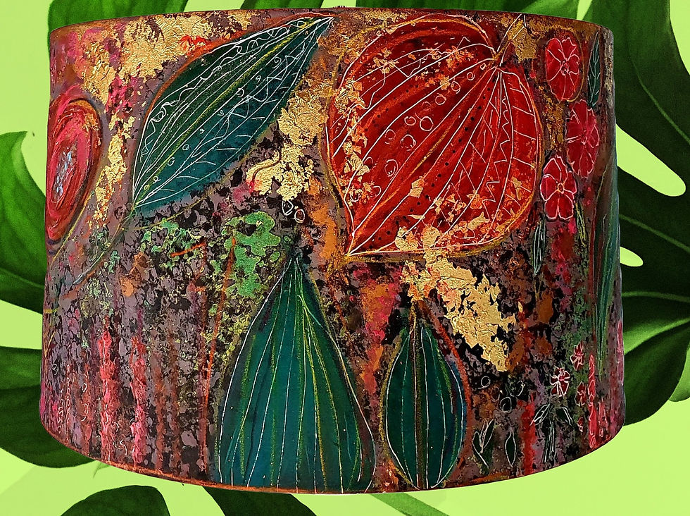 Thumbnail: XL CELLING  JUNGLE LAMPSHADE WITH GOLDEN DETAILS