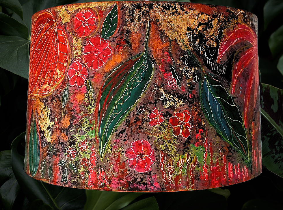 Thumbnail: XL CELLING  JUNGLE LAMPSHADE WITH GOLDEN DETAILS