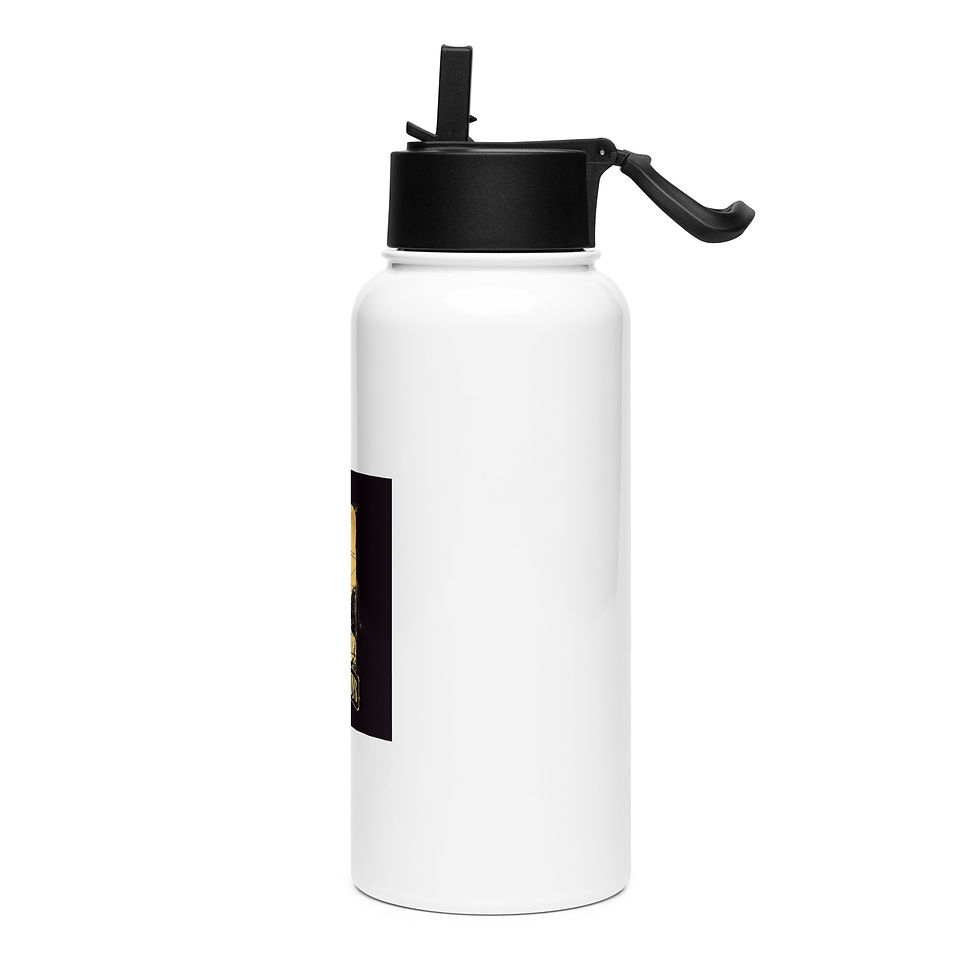 Thumbnail: Stainless steel water bottle with a straw lid