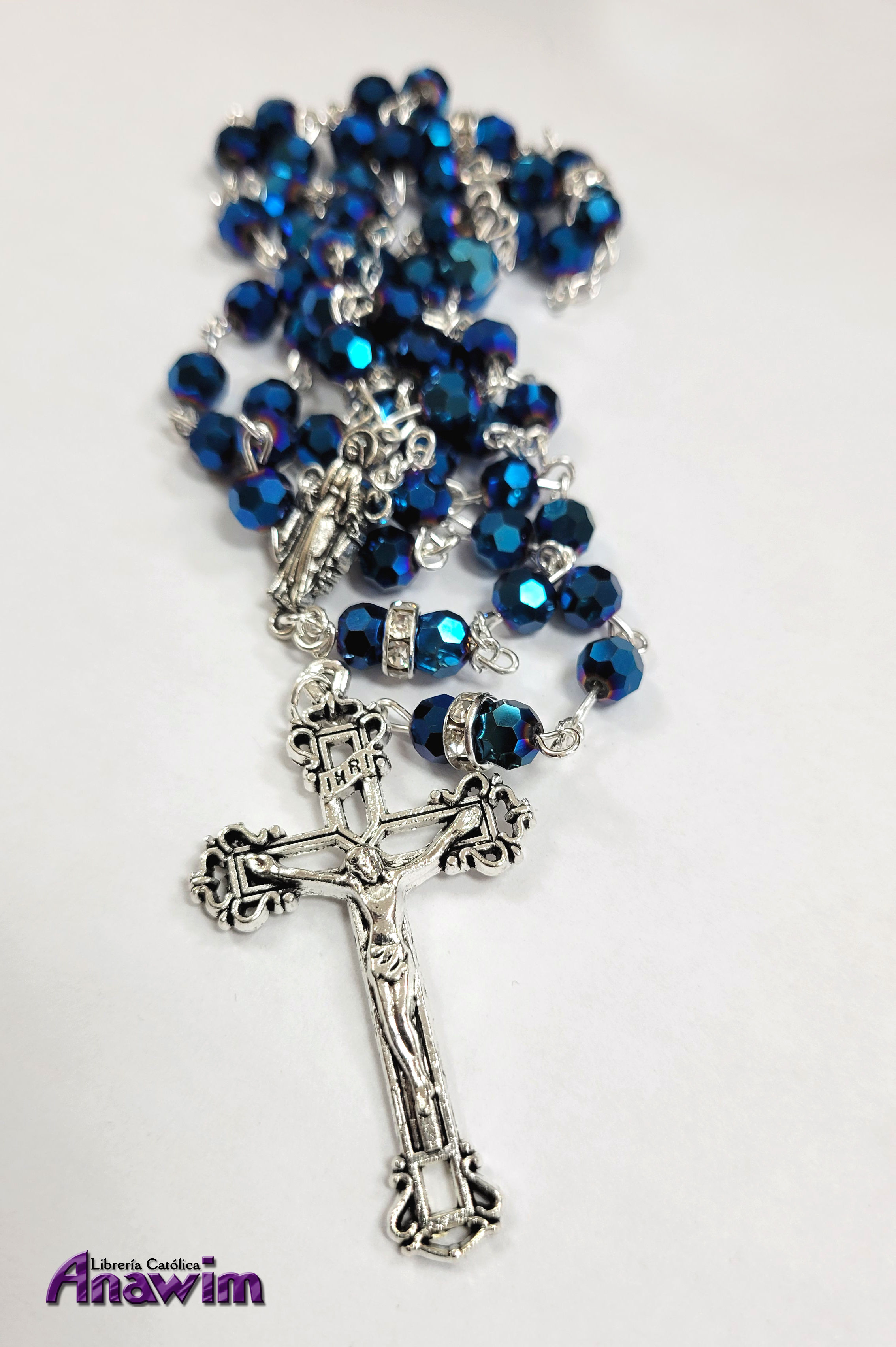 Rosario tornasol azul de la Milagrosa