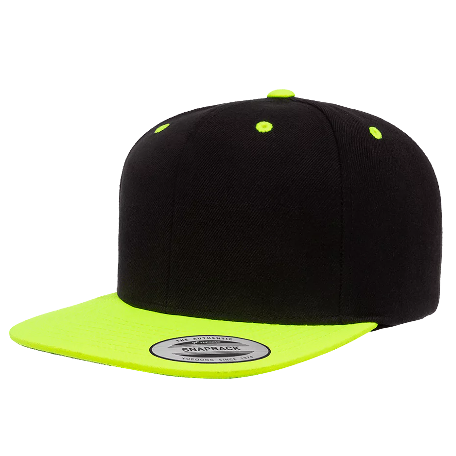 casquette-snapback-yupoong-classique-a-personnaliser-6089MT-M-black-neon-green-apercu.webp