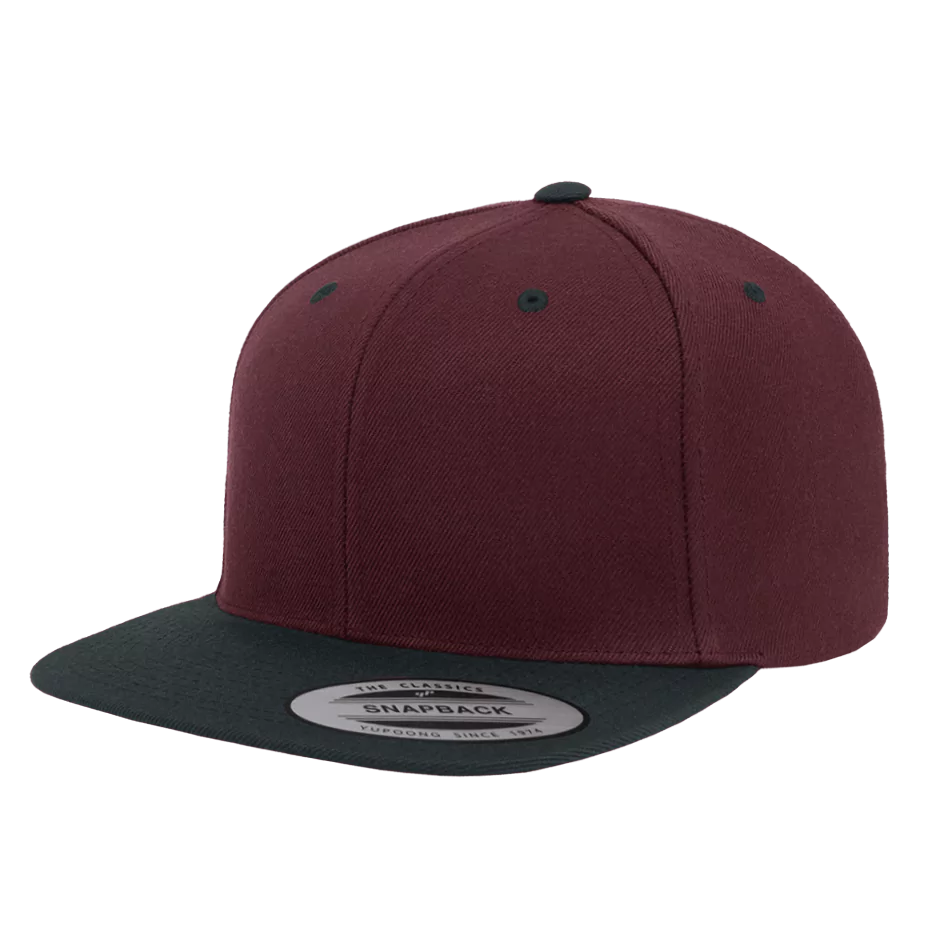 casquette-snapback-yupoong-full-color-a-personnaliser-6089MT-M-maroon-black-apercu.webp