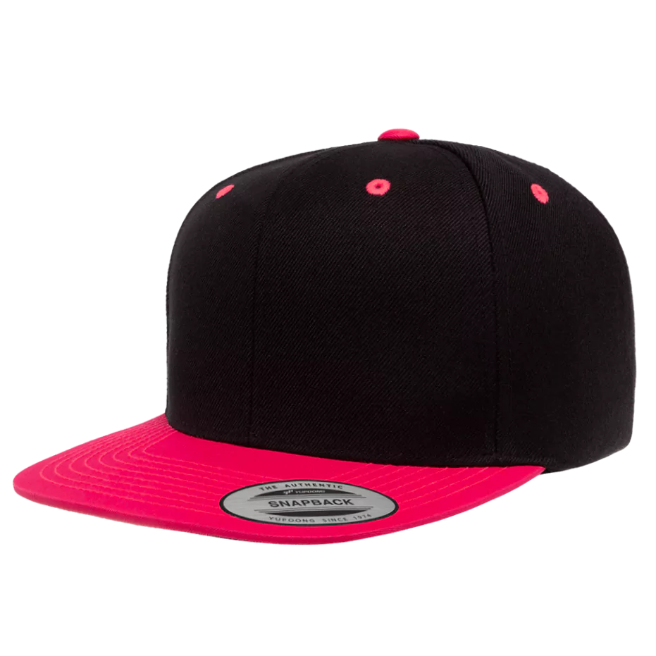 casquette-snapback-yupoong-classique-a-personnaliser-6089MT-M-black-neon-pink-apercu.webp