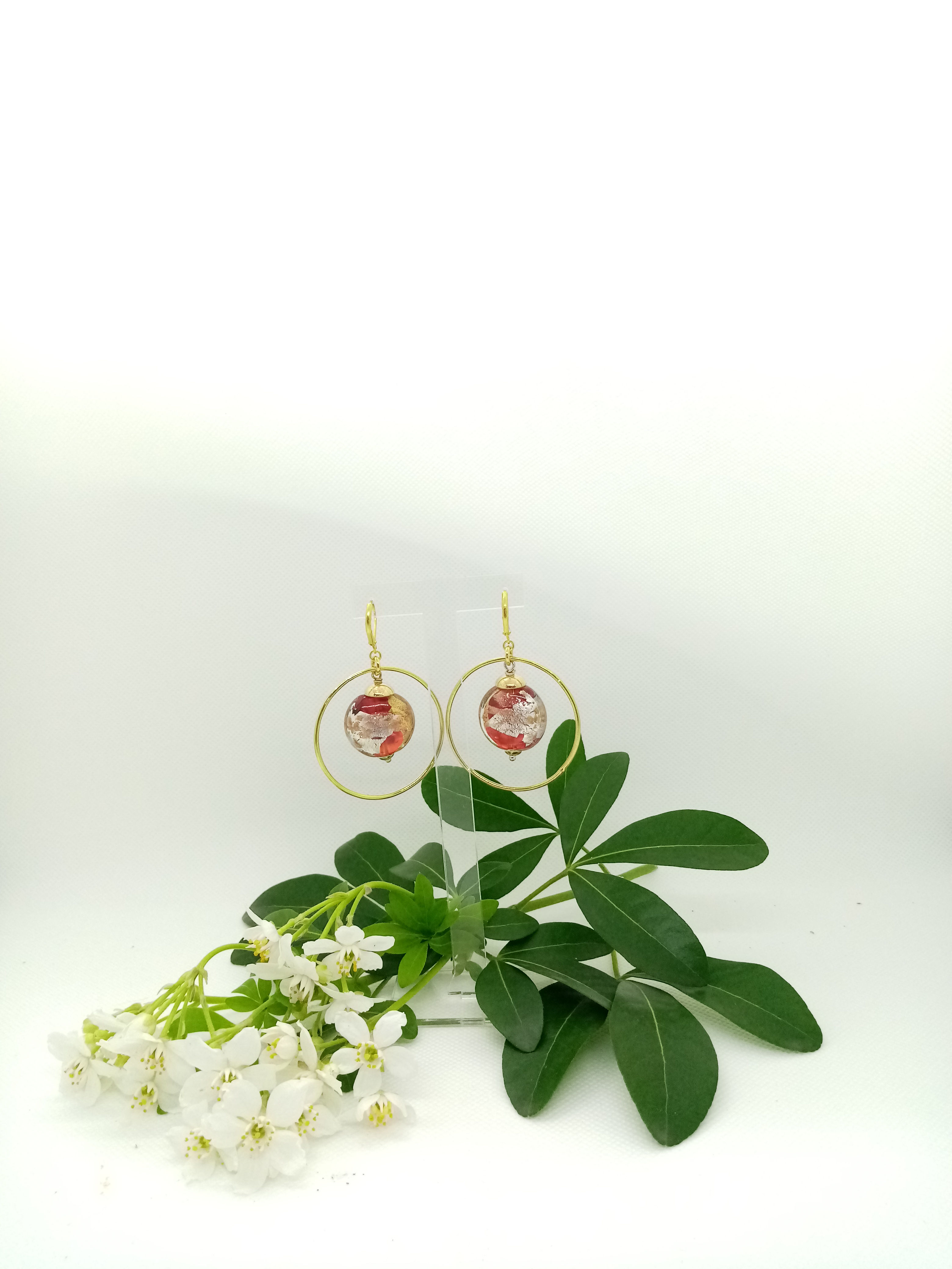 Boucles d'oreilles créole et Murano Réf 31