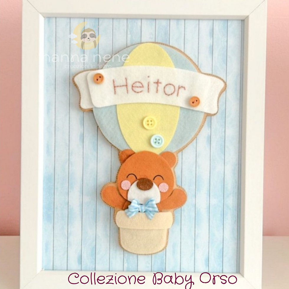 Quadretto Personalizzabile Orso in mongolfiera