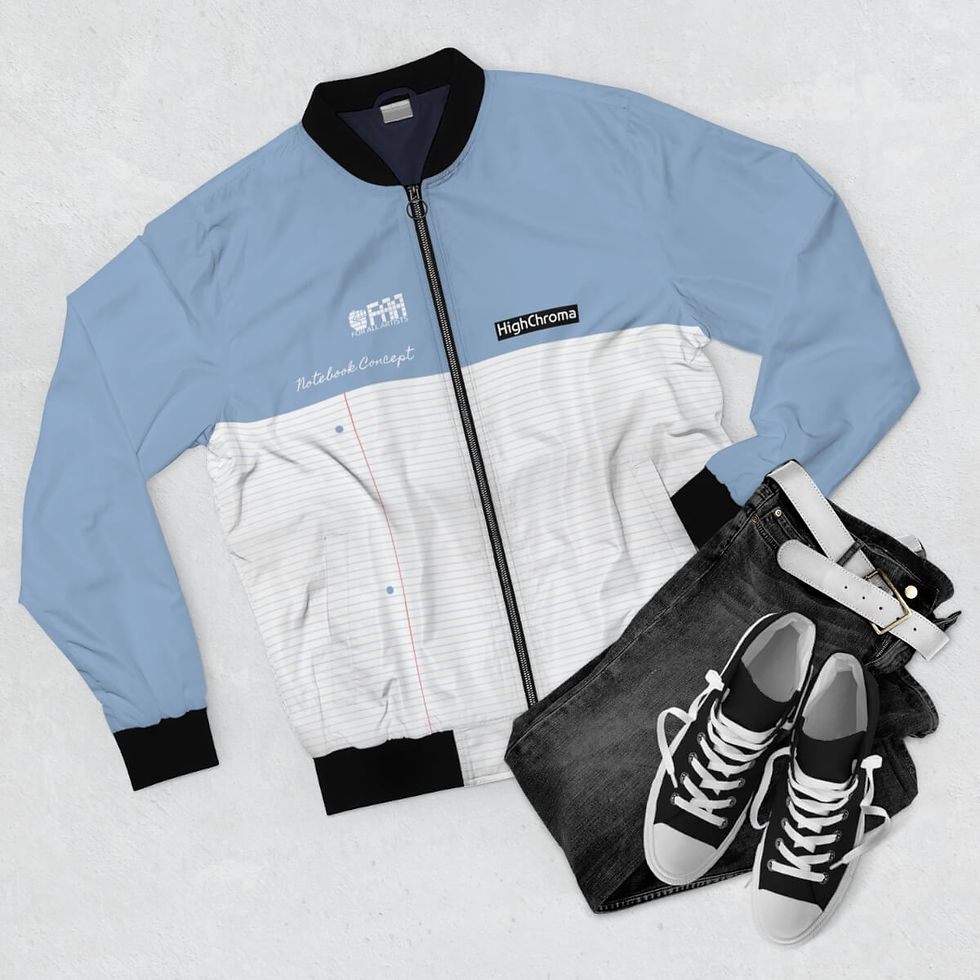 Notebook Light Blue Men's Bomber Jacket Front view reduced.jpg