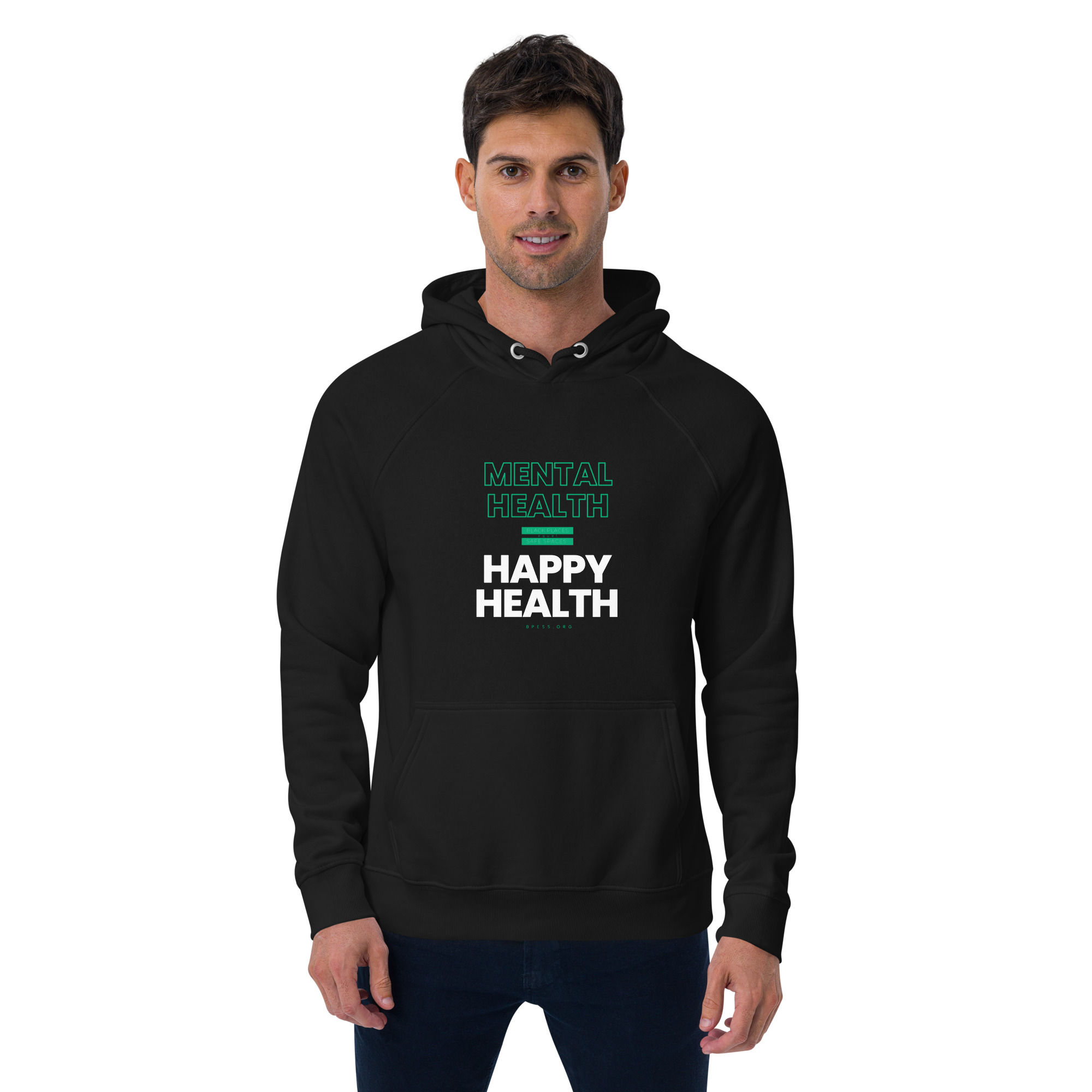 Hoodie: Mental Health is Happy Health (Black - Unisex)