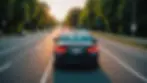 Eye-level view of a stopped vehicle during a traffic stop