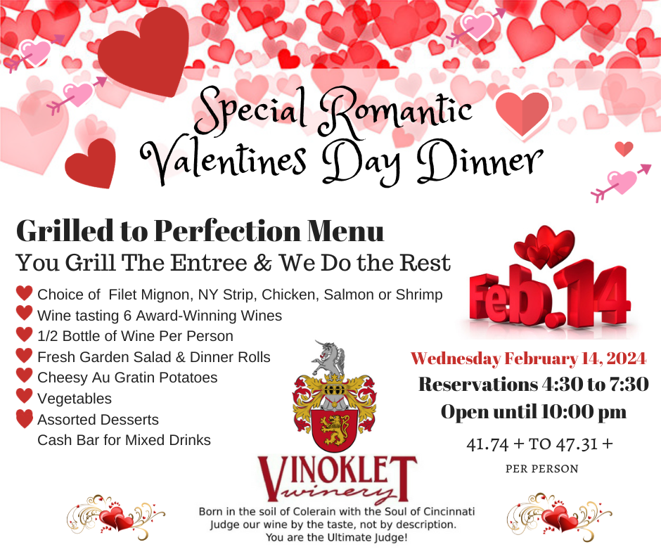 Valentine's Day Dinner 2024 at Vinoklet Winery