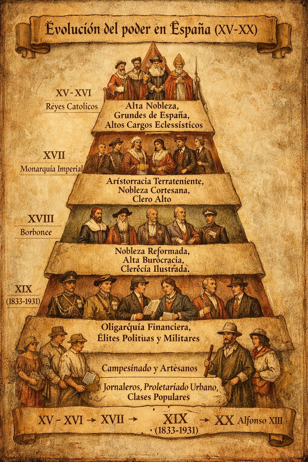Evolución de la pirámide social entre los Siglos XV y primer tercio del S. XX
