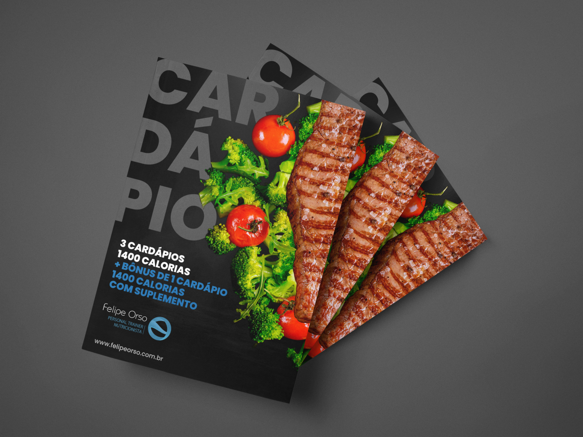 3 cardápios 1400 calorias + Bônus de 1 cardápio de 1400 calorias com suplemento