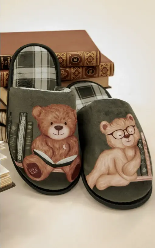 Pantufa Slider Infantil Estampada Xadrez BB Moment