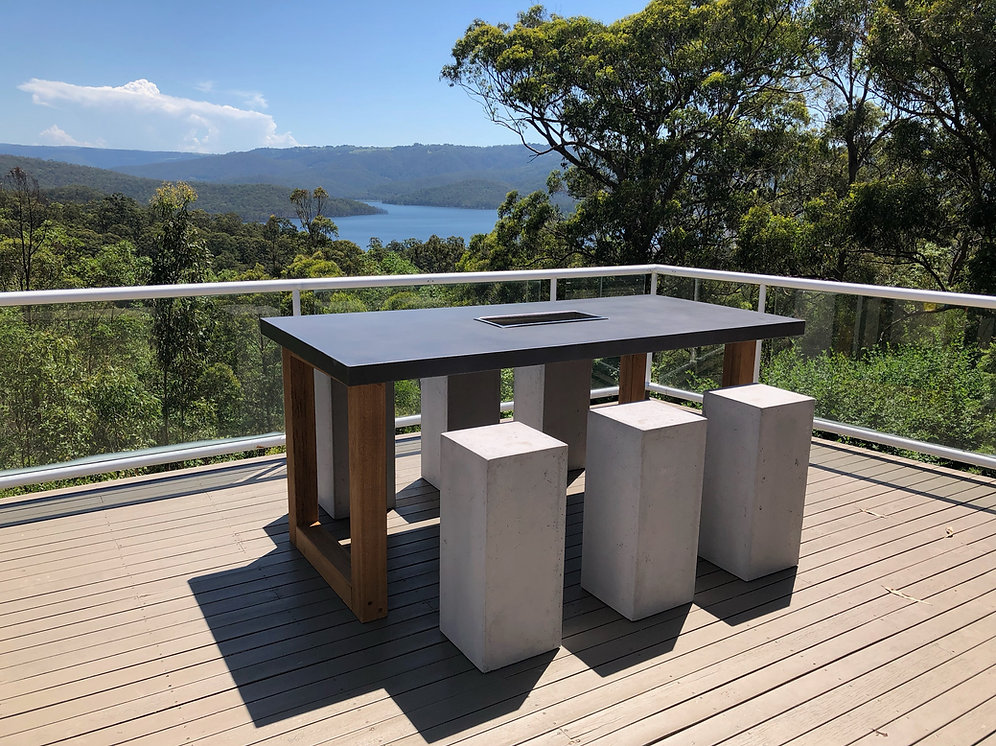 Concrete Bar Table U Shape Timber Legs | CastInConcreteDesign