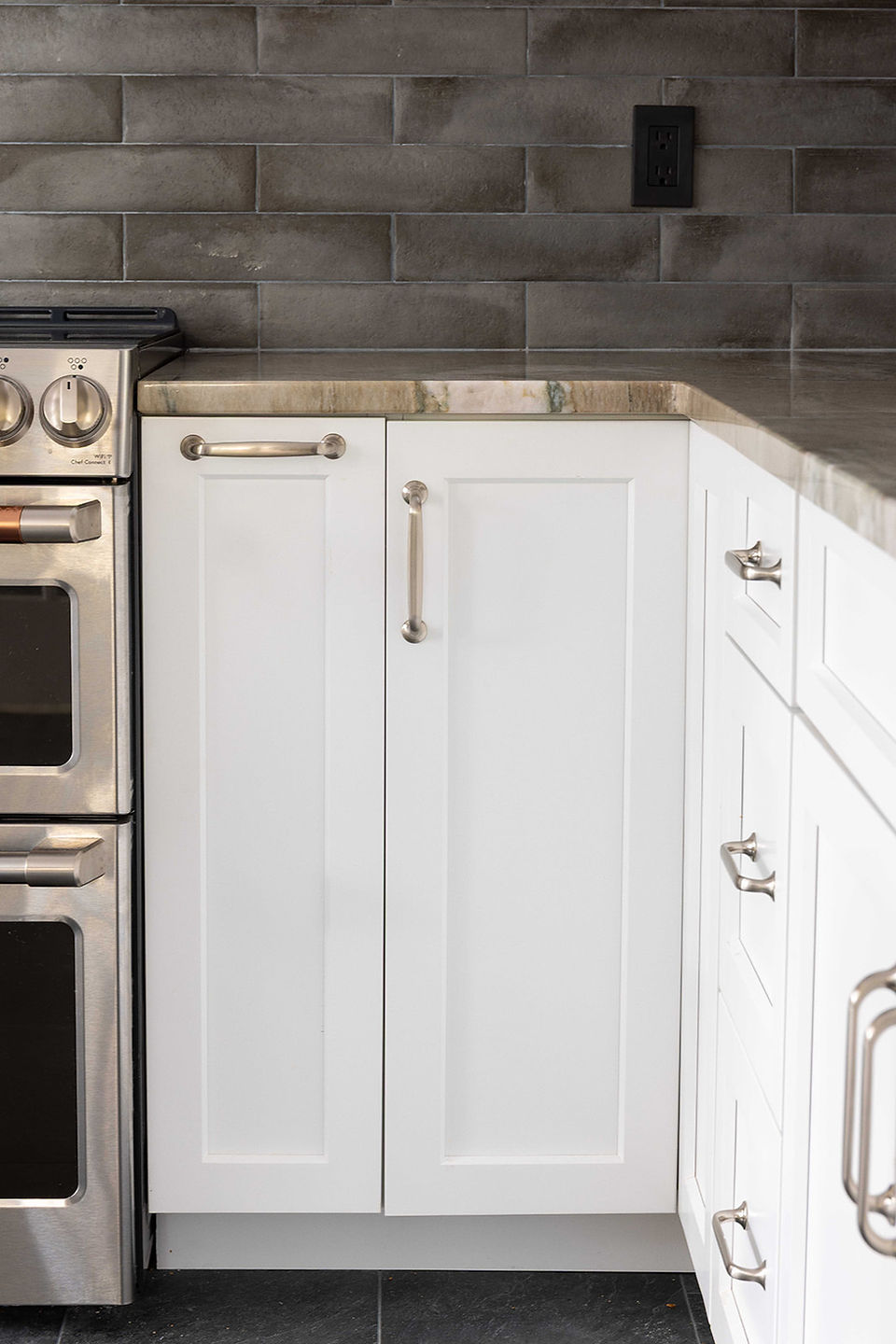 Hidden kitchen storage.