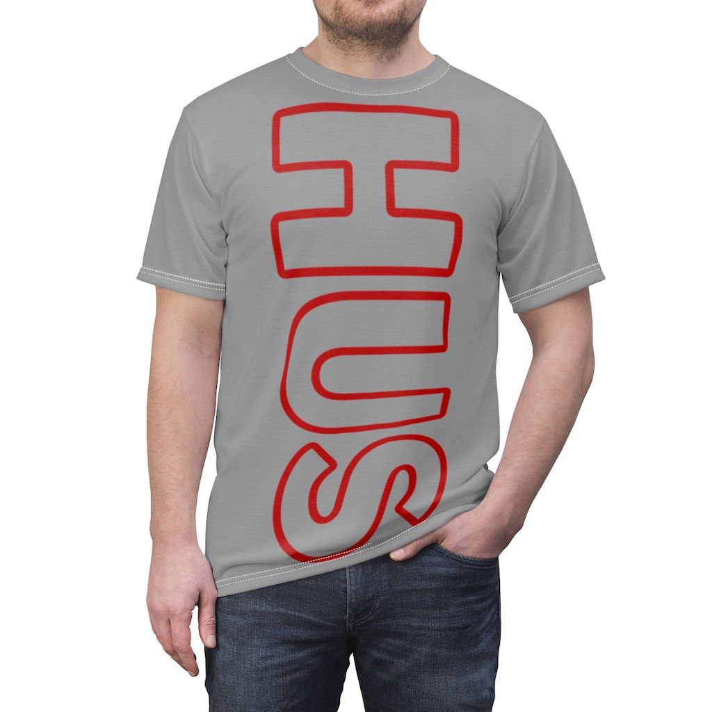 HUS-TLE Front/Back Split Tee - Gray