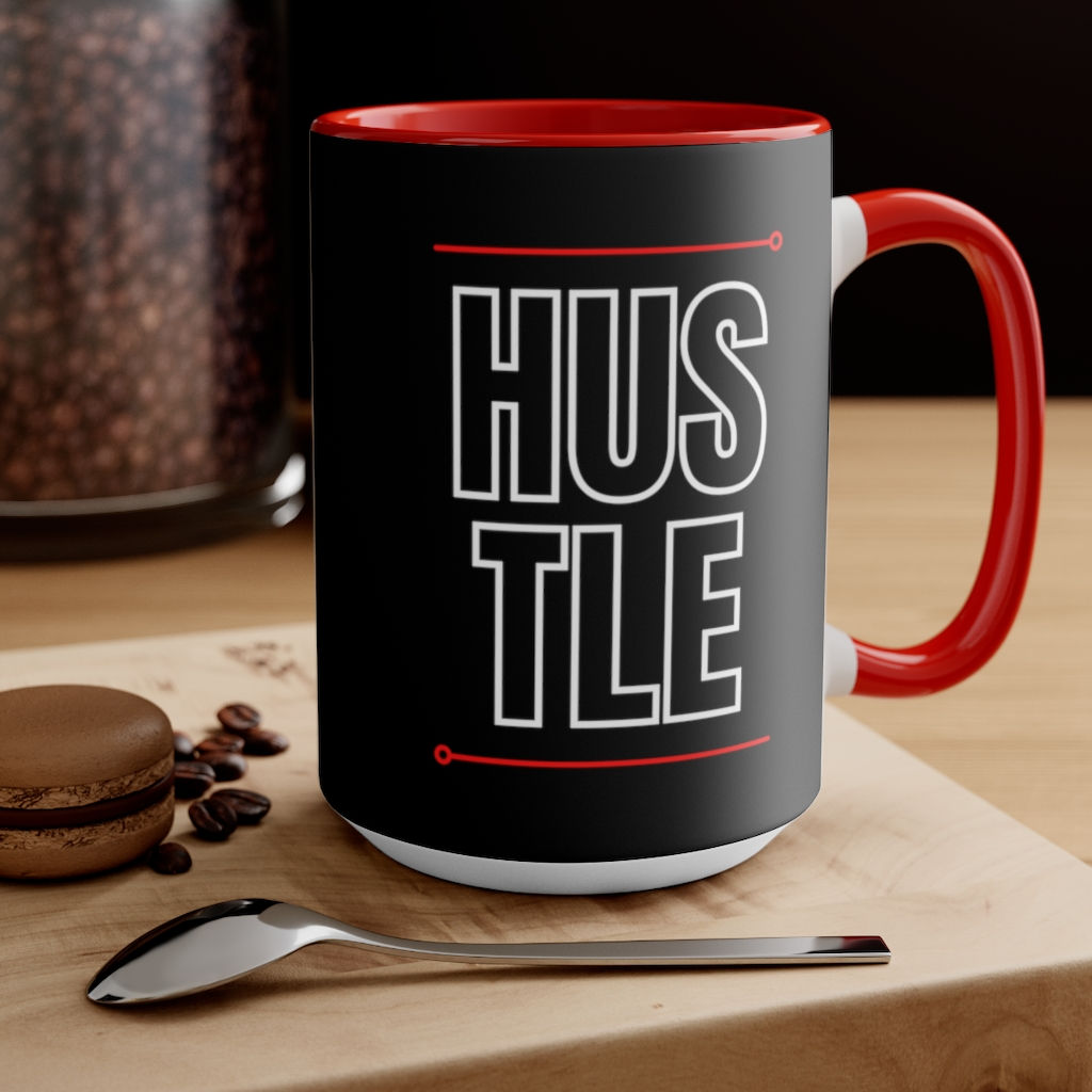 HUSTLE w Red Bars - Accent Mug