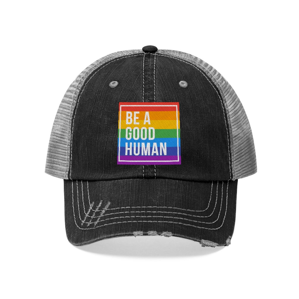 Be a Good Human - Pride Flag Embroidered Trucker Hat