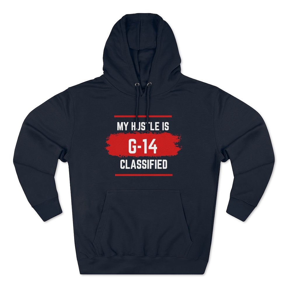 Thumbnail: My Hustle is G-14 Classified - Red Unisex Premium Pullover Hoodie 