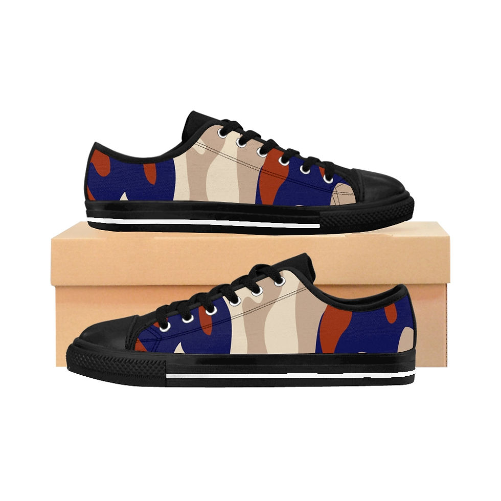 Thumbnail: Orange-Blue Camo Hustle-Flage - Women's Sneakers