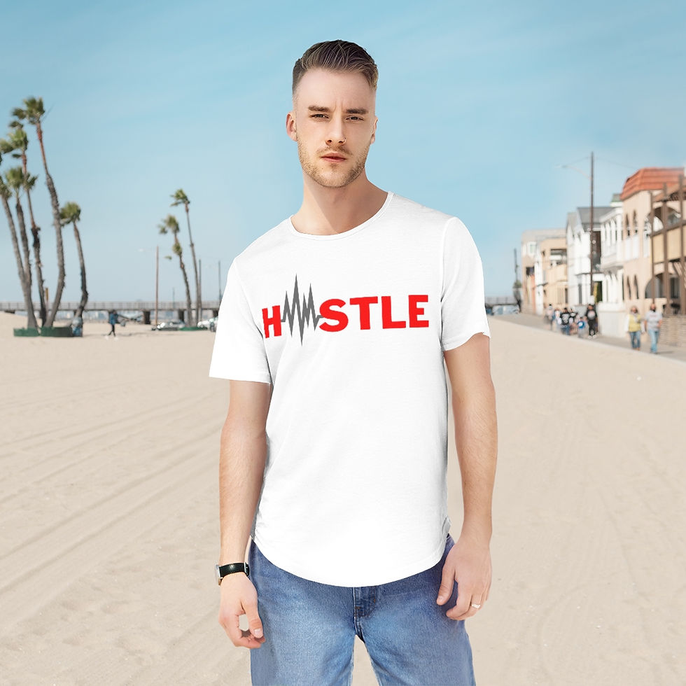 Thumbnail: Hustler's Heart Red - Men's Jersey Curved Hem Tee