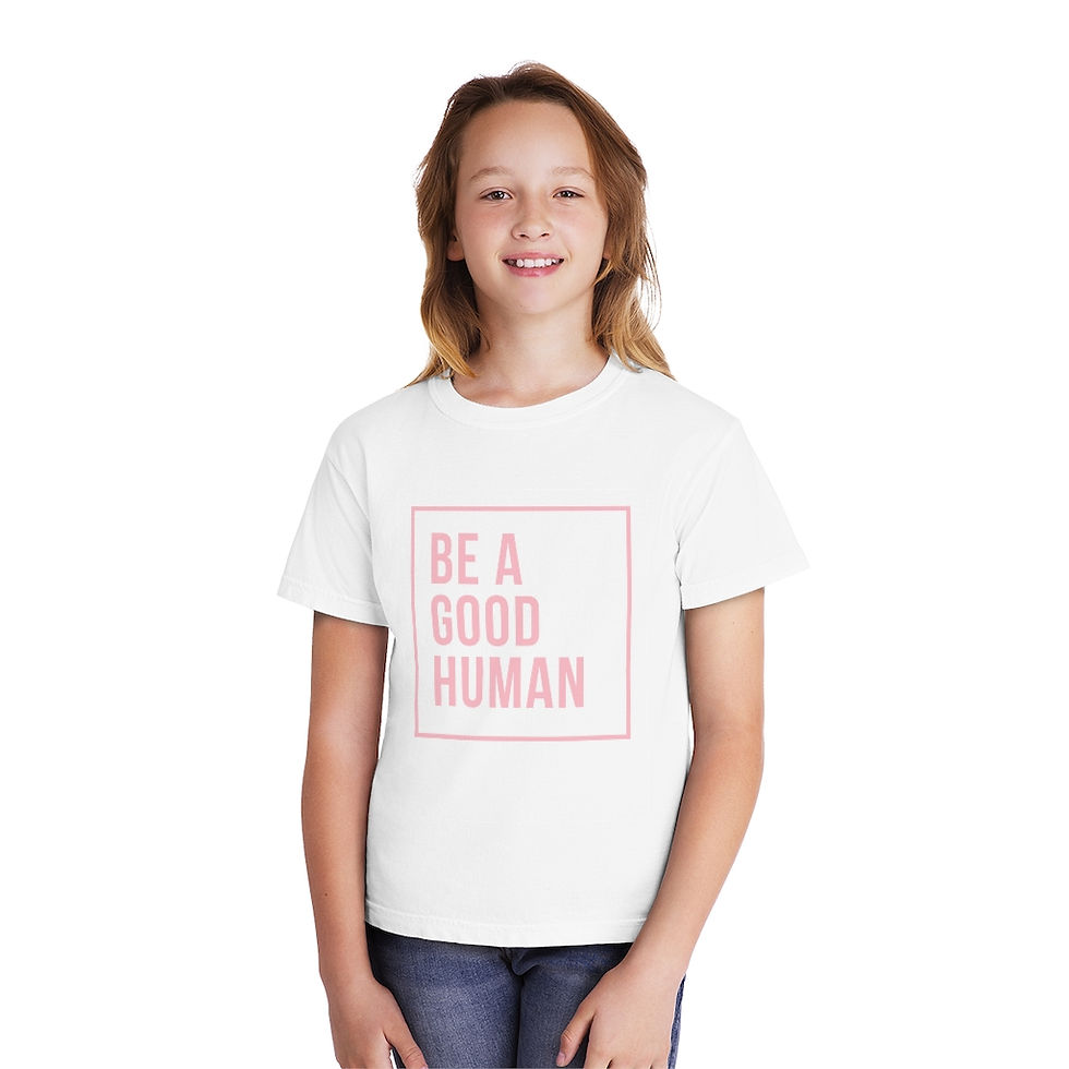 Thumbnail: Be a Good Human - Pink - Youth Midweight Tee