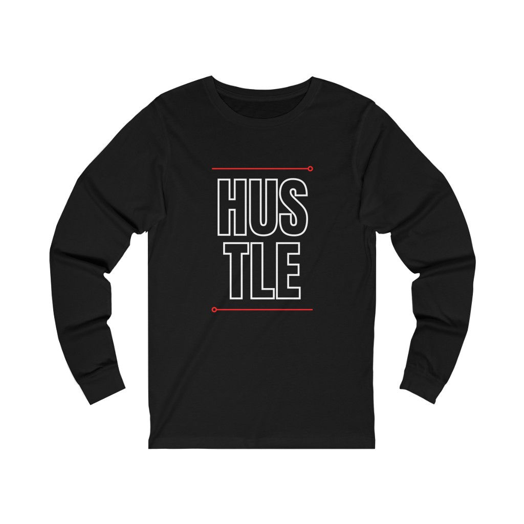 HUSTLE w Red Lines Unisex Jersey Long Sleeve Tee