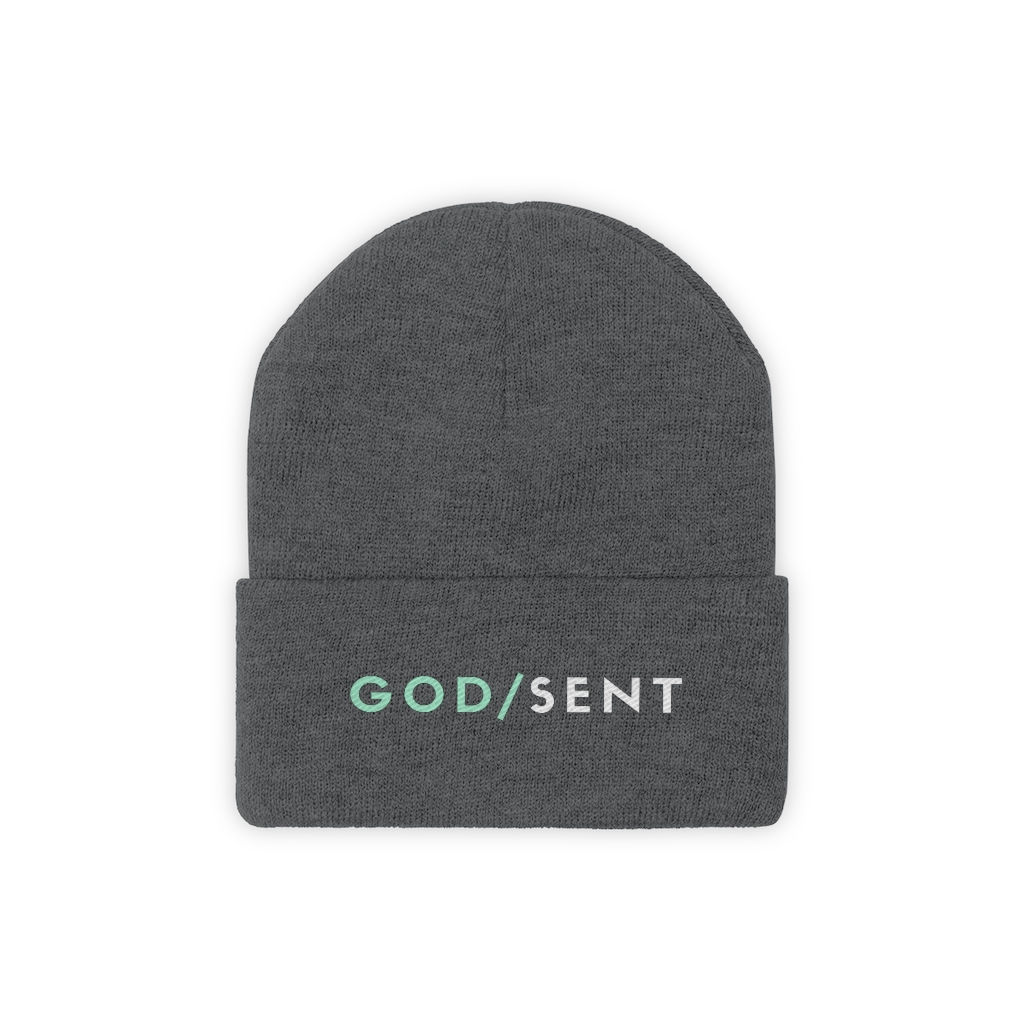 God Sent - Green - Embroidered Knit Beanie
