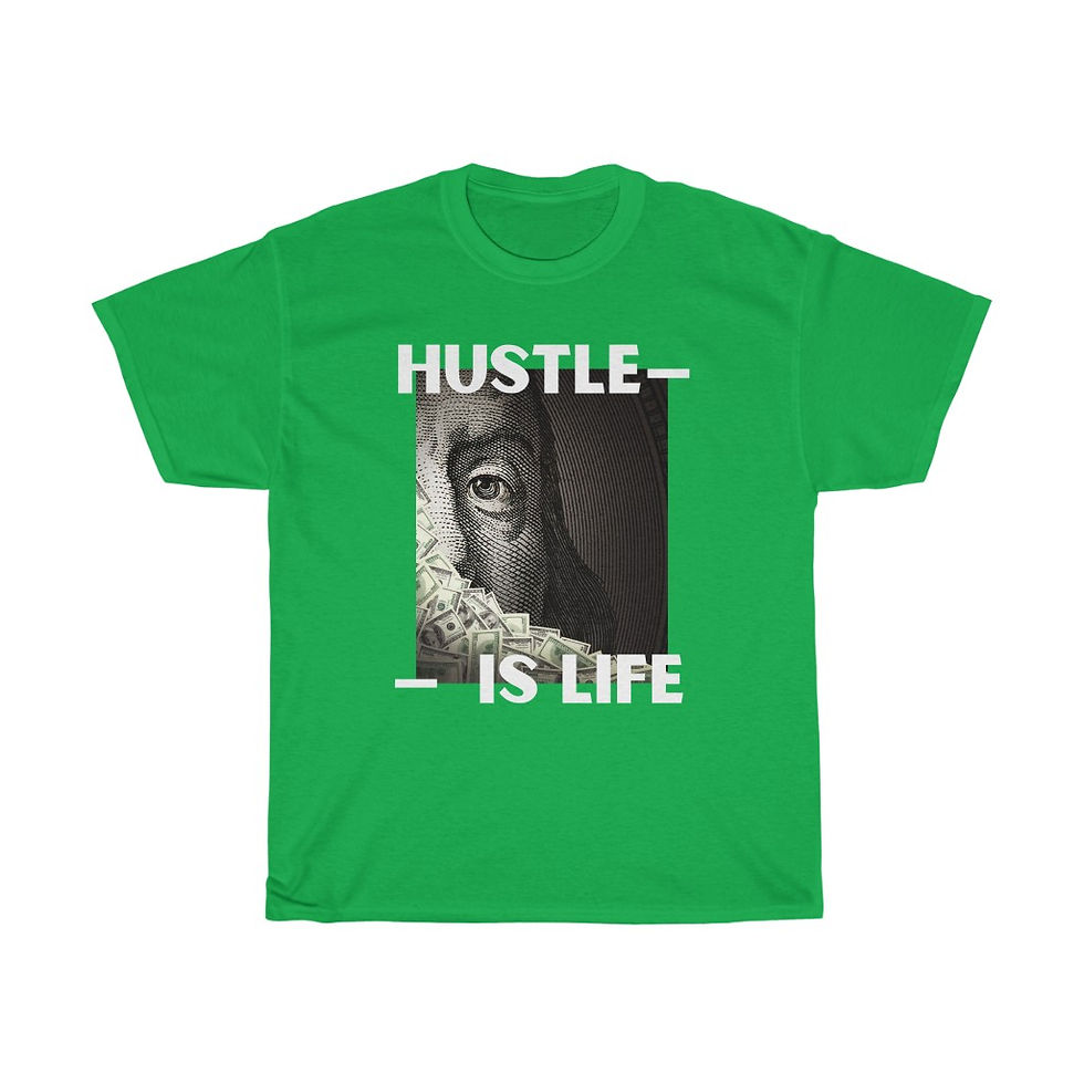 Thumbnail: Unisex Heavy Cotton Tee - Hustle is Life - Benjamins